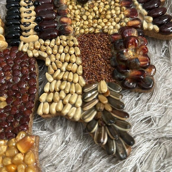 Vintage Mosaic Folk Art Handmade Rooster Seed Bean Wood Cutout Wall Decor - Picture 8 of 17